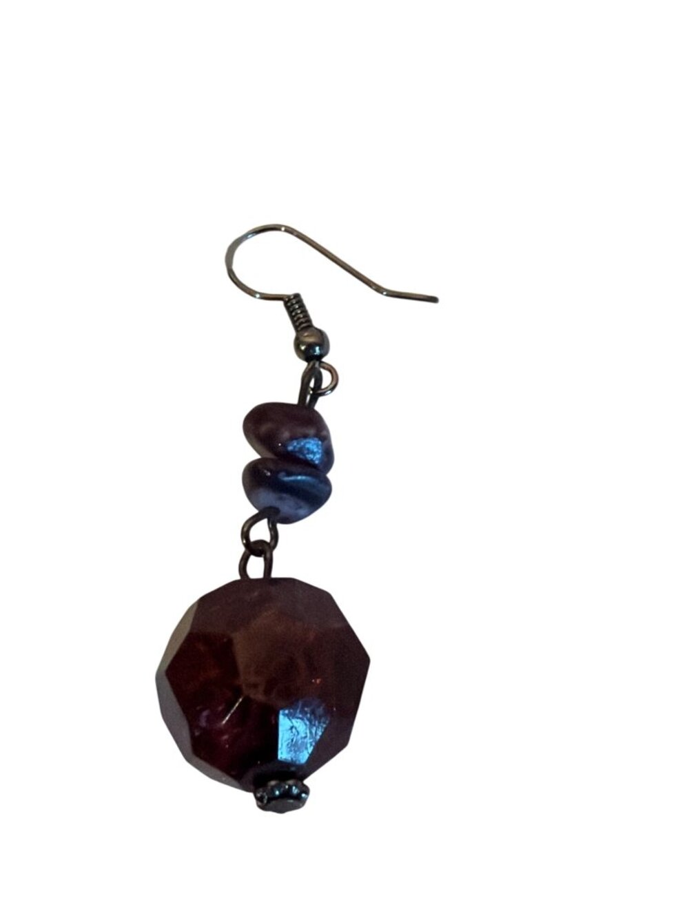 Dangle Drop Earrings Faceted Red & Purple Beaded Sparkly Boho Career 1" - Picture 5 of 5